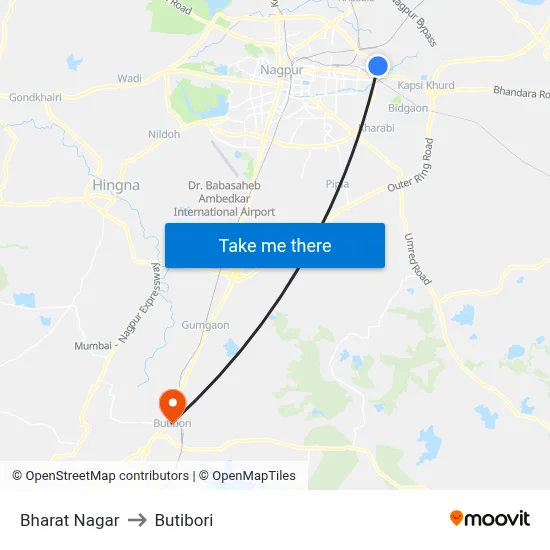 Bharat Nagar to Butibori map