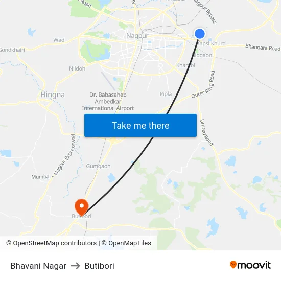 Bhavani Nagar to Butibori map