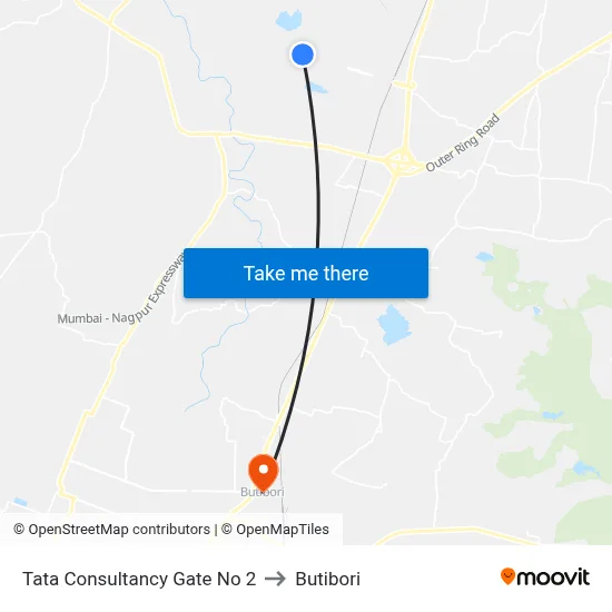 Tata Consultancy Gate No 2 to Butibori map