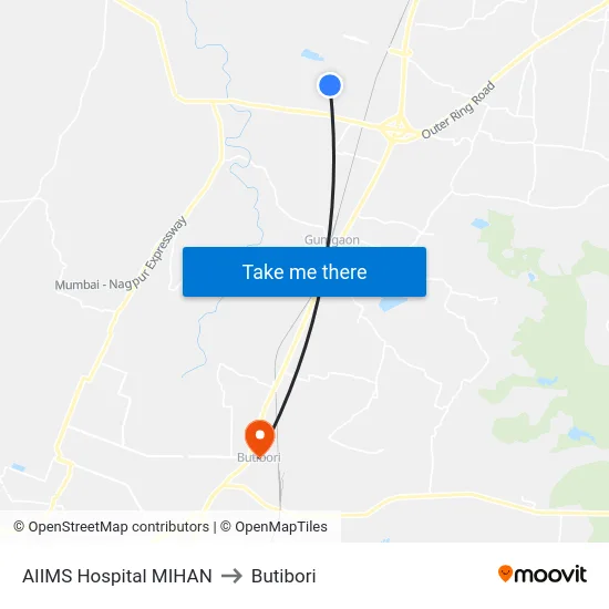 AIIMS Hospital MIHAN to Butibori map