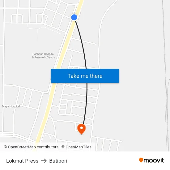 Lokmat Press to Butibori map