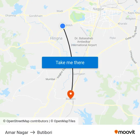 Amar Nagar to Butibori map