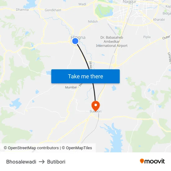 Bhosalewadi to Butibori map