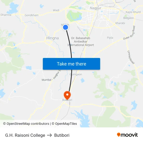 G.H. Raisoni College to Butibori map