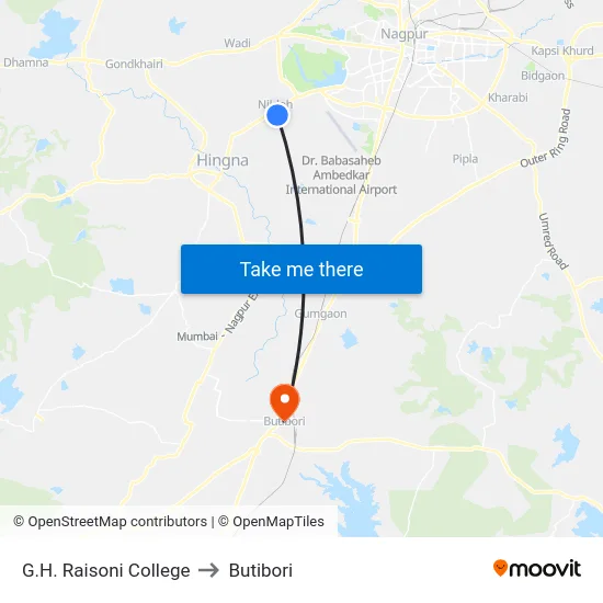 G.H. Raisoni College to Butibori map