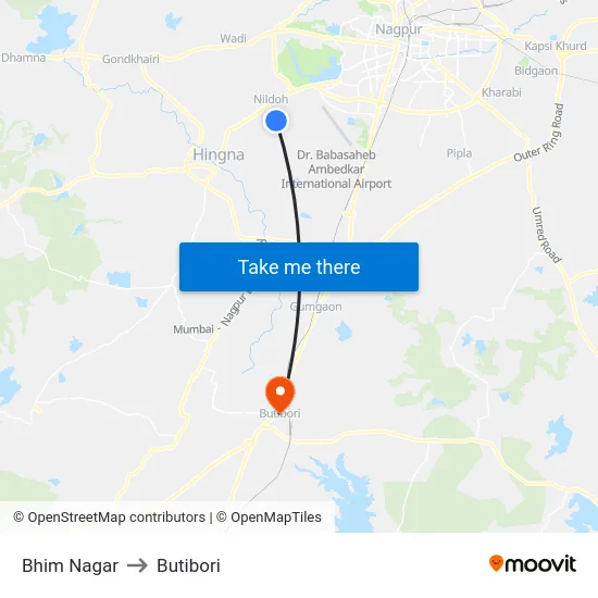 Bhim Nagar to Butibori map