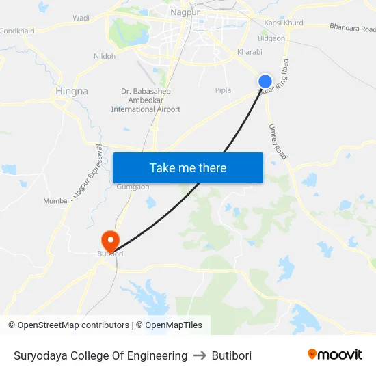 Suryodaya College Of Engineering to Butibori map