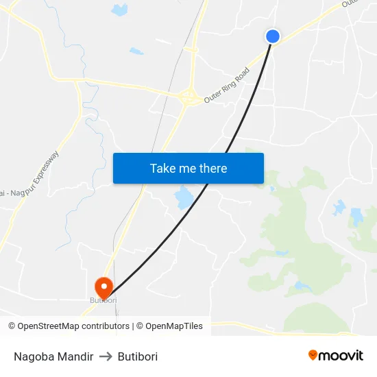 Nagoba Mandir to Butibori map