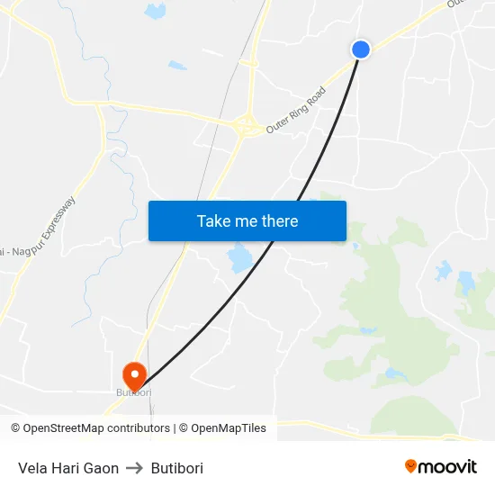 Vela Hari Gaon to Butibori map