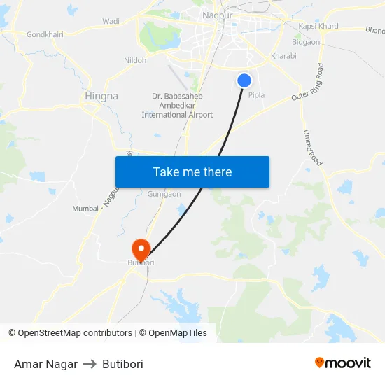 Amar Nagar to Butibori map