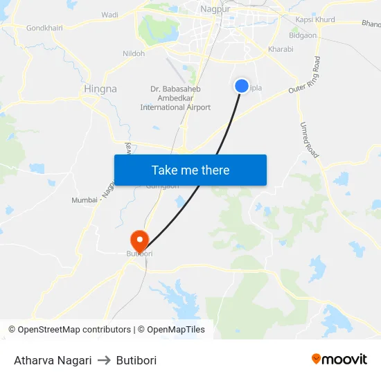 Atharva Nagari to Butibori map