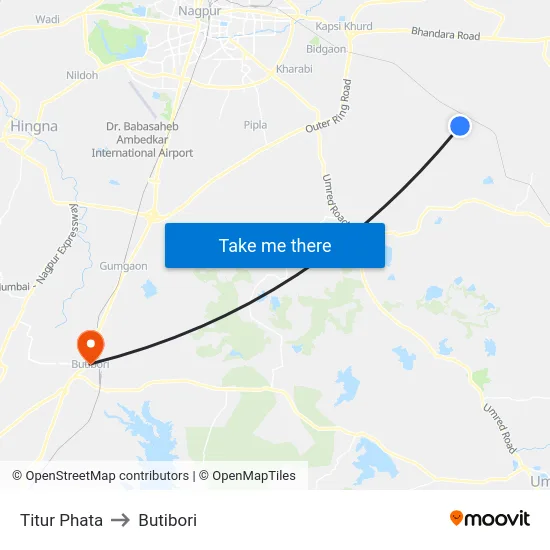 Titur Phata to Butibori map