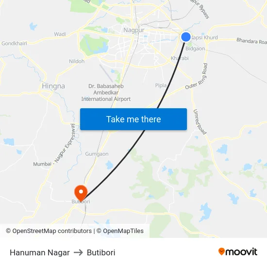 Hanuman Nagar to Butibori map