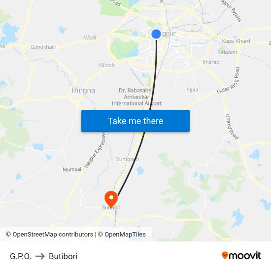 G.P.O. to Butibori map