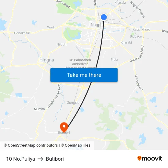 10 No.Puliya to Butibori map