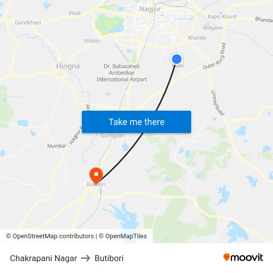Chakrapani Nagar to Butibori map