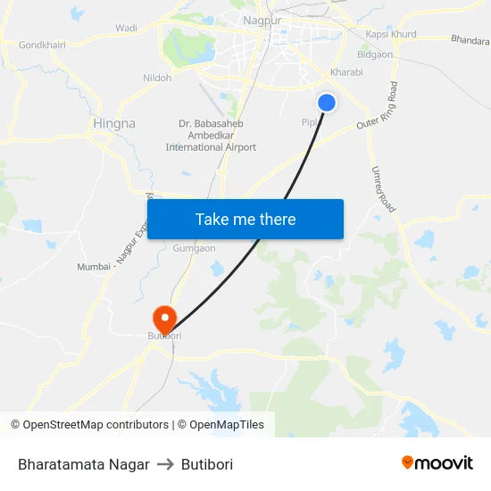 Bharatamata Nagar to Butibori map