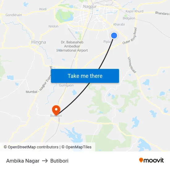 Ambika Nagar to Butibori map
