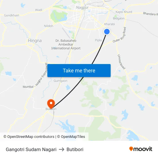 Gangotri Sudam Nagari to Butibori map