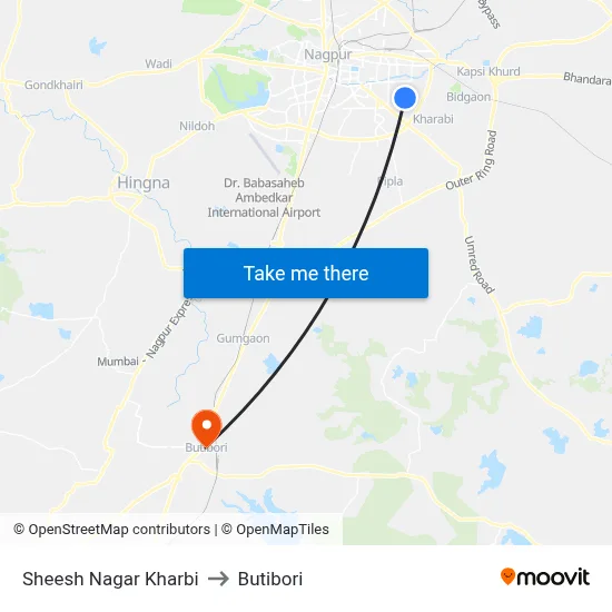 Sheesh Nagar Kharbi to Butibori map