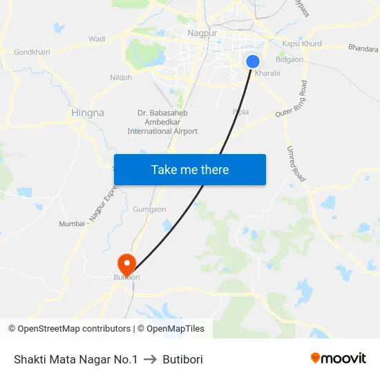Shakti Mata Nagar No.1 to Butibori map