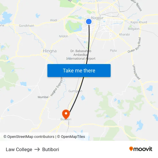 Law College to Butibori map
