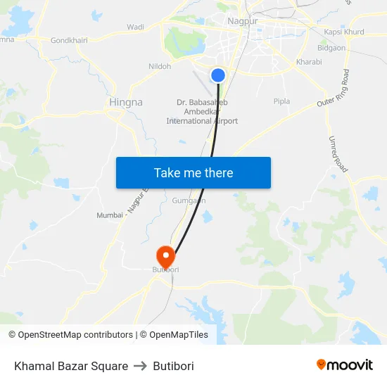 Khamal Bazar Square to Butibori map
