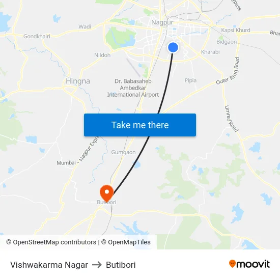 Vishwakarma Nagar to Butibori map
