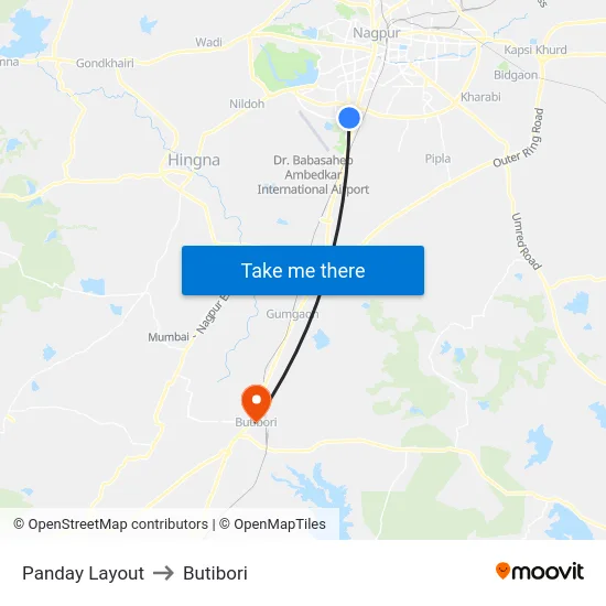 Panday Layout to Butibori map