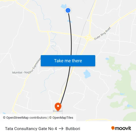 Tata Consultancy Gate No 4 to Butibori map