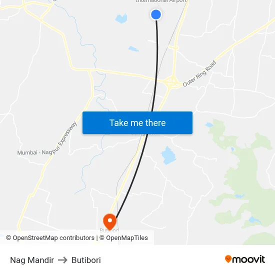 Nag Mandir to Butibori map