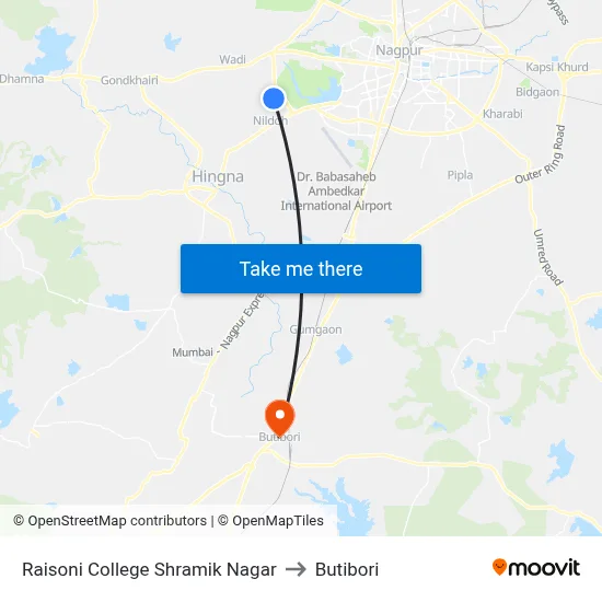 Raisoni College Shramik Nagar to Butibori map