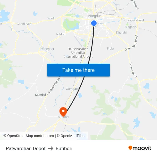 Patwardhan Depot to Butibori map