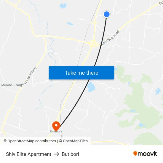 Shiv Elite Apartment to Butibori map