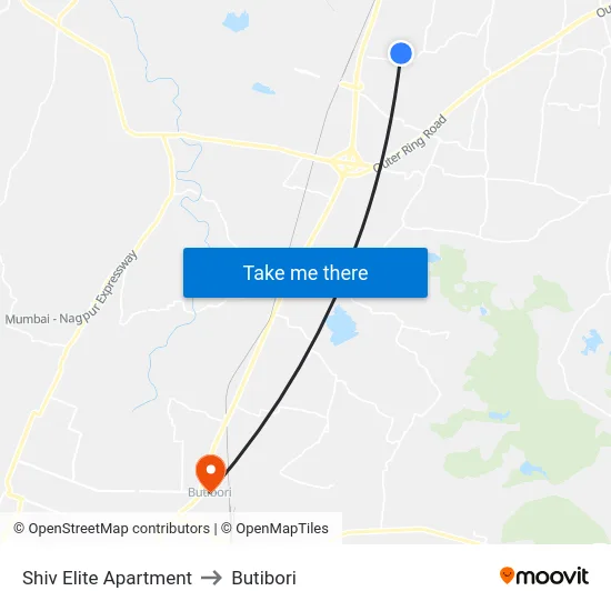 Shiv Elite Apartment to Butibori map