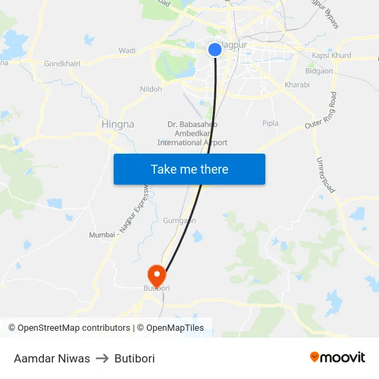 Aamdar Niwas to Butibori map