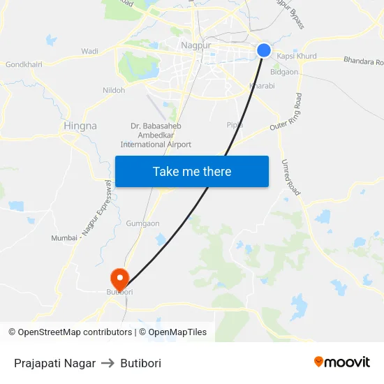 Prajapati Nagar to Butibori map