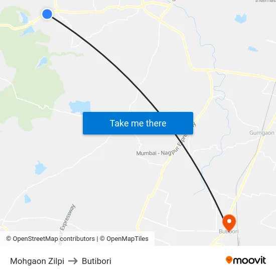 Mohgaon Zilpi to Butibori map