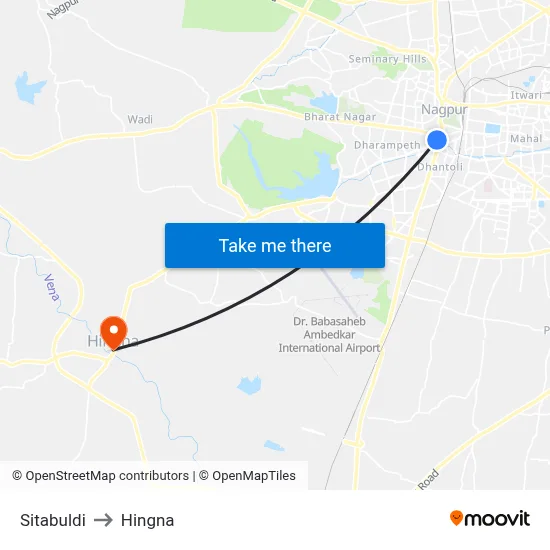 Sitabuldi to Hingna map