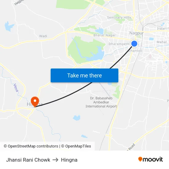 Jhansi Rani Chowk to Hingna map