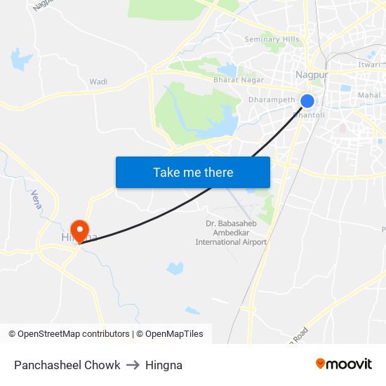 Panchasheel Chowk to Hingna map