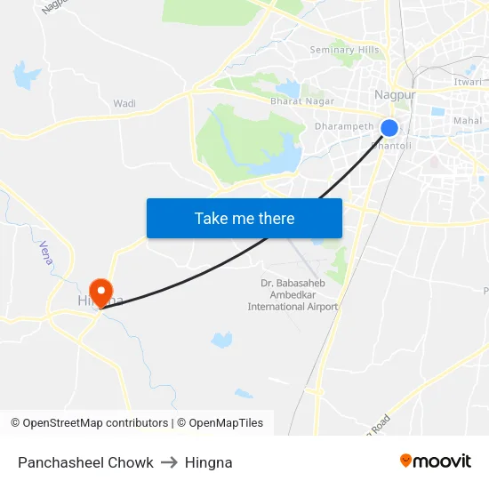 Panchasheel Chowk to Hingna map