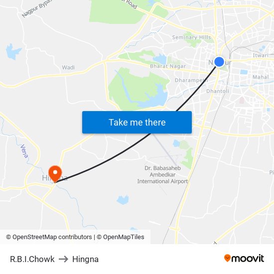 R.B.I.Chowk to Hingna map