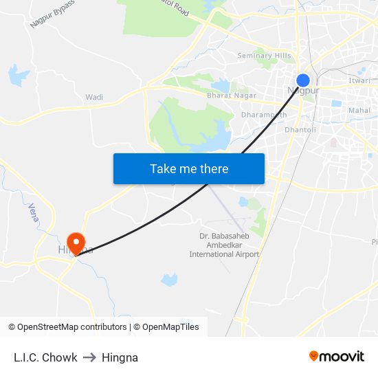 L.I.C. Chowk to Hingna map