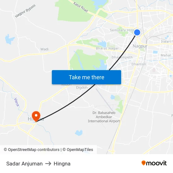 Sadar Anjuman to Hingna map