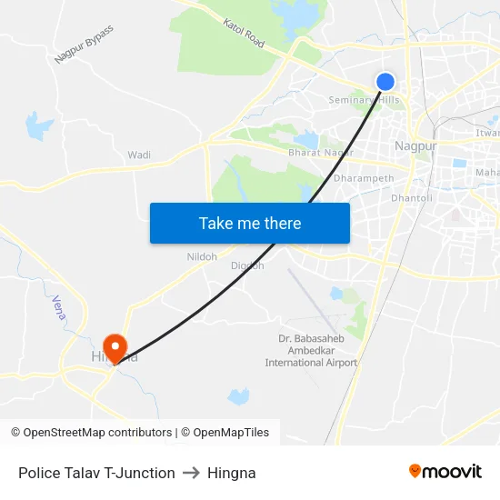 Police Talav T-Junction to Hingna map