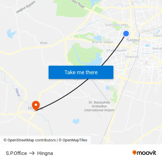 S.P.Office to Hingna map