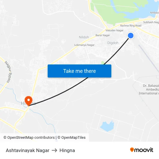 Ashtavinayak Nagar to Hingna map