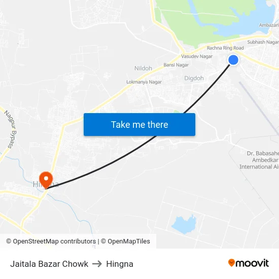 Jaitala Bazar Chowk to Hingna map