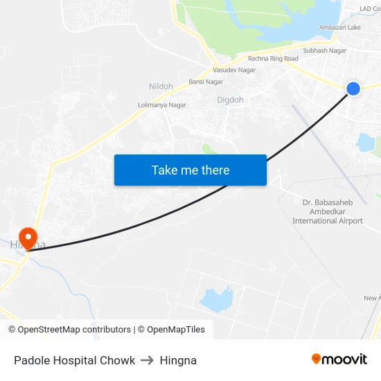 Padole Hospital Chowk to Hingna map